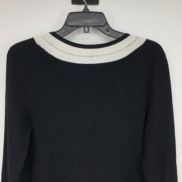 Talbots Sweater Black Varsity Stripe V Neck Pullover Long Sleeve - Picture 6 of 7